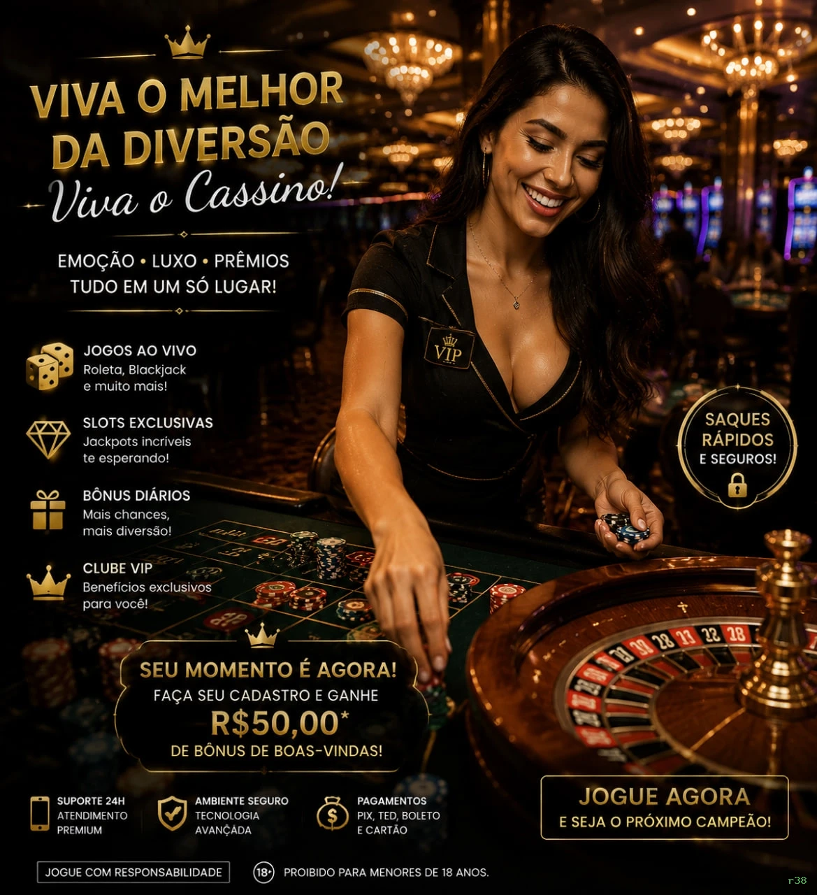 Imagem promocional da experiência de game da r38